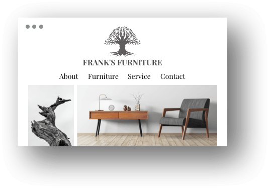 Screenshot from a furniture makers website 'Franks Furniture', various images of chairs 