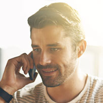 Man with telephone handset