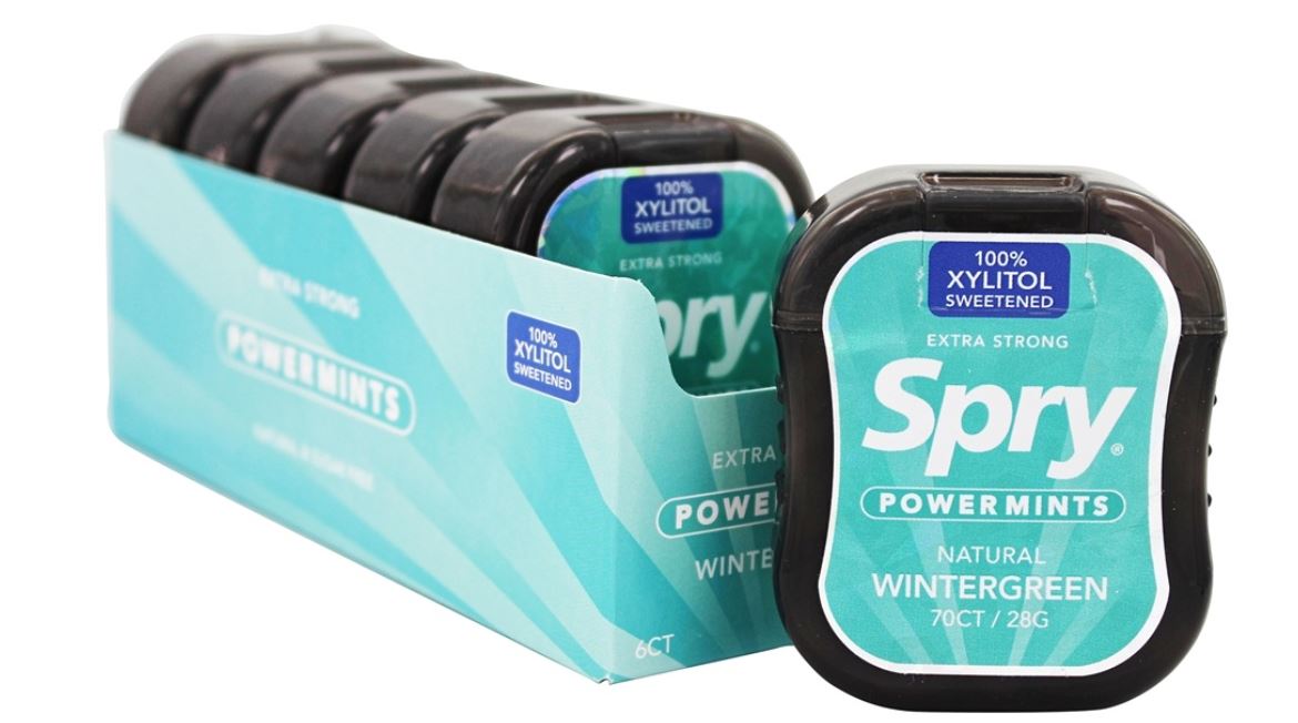 Spry Extra Strong Xylitol Power Mints Box Wintergreen - 6 Pack(s)