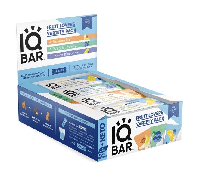 Plant Based Keto Protein Bar Variety Pack Fruit Lovers - 12 Bars