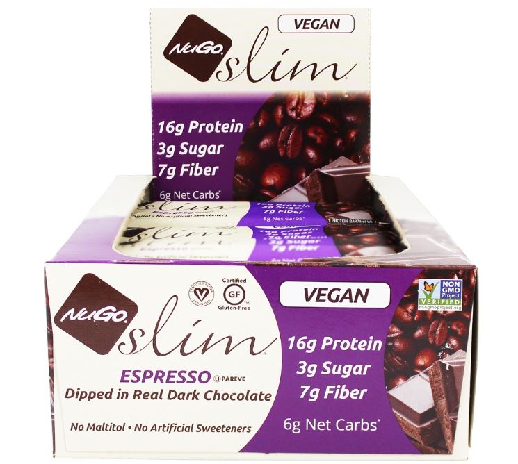 Vegan Slim Real Dark Chocolate Bars Box Espresso - 12 Bars