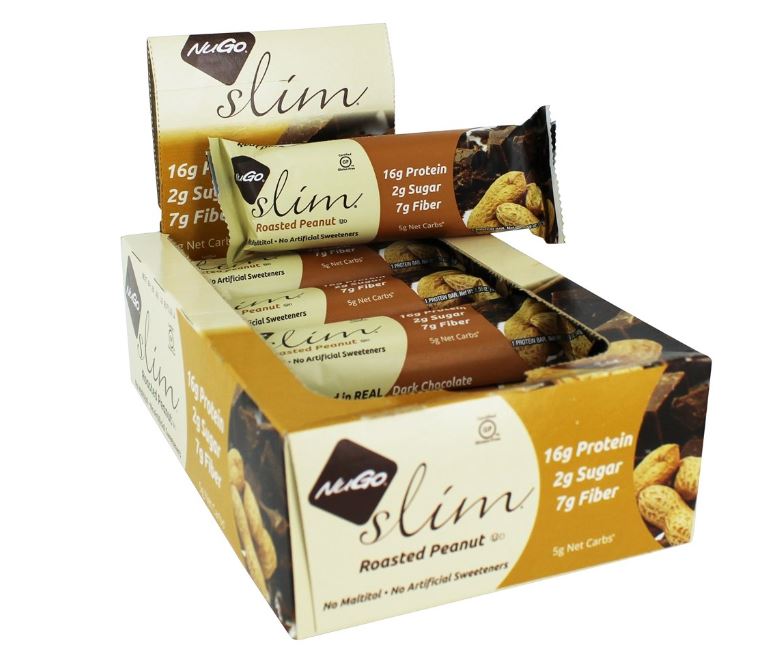 Slim Real Dark Chocolate Bars Box Roasted Peanut - 12 Bars