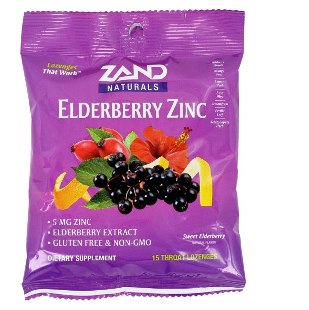 Elderberry Zinc Throat Lozenges Sweet Elderberry Natural Flavor 5 mg. - 15 Lozenges