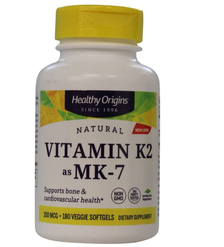 Natural Vitamin K2, MK7 100 mcg. - 180 Vegetarian Softgels