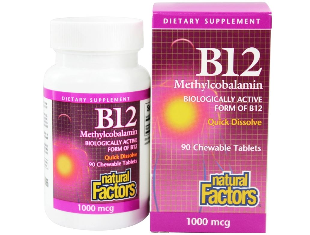 B12 Methylcobalamin Chewable 1000 mcg. - 90 Chewable Tablets