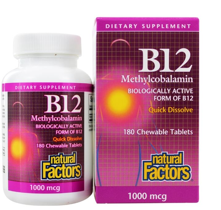 B12 Methylcobalamin Biologically Active Form of B12 1000 mcg. - 180 Chewable Tablets