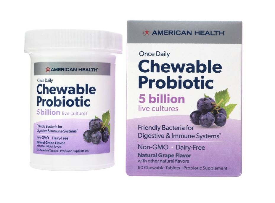 Once Daily Chewable Probiotic Natural Grape 5 Billion CFU - 60 Chewable Tablets