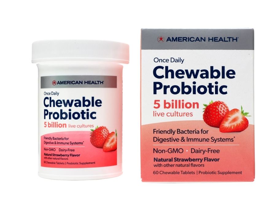 Once Daily Chewable Probiotic Natural Strawberry 5 Billion CFU - 60 Chewable Tablets