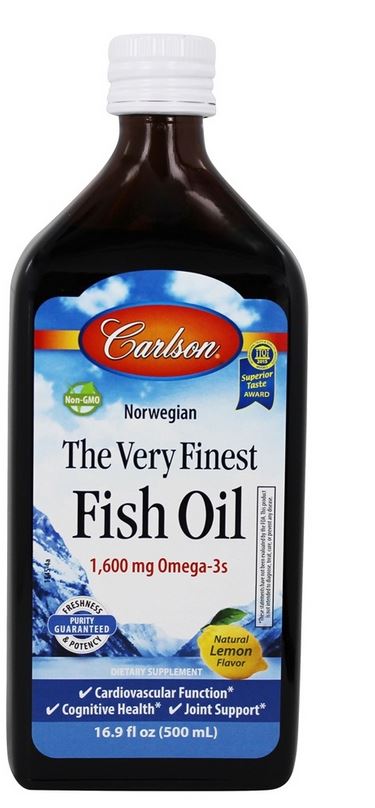 The Very Finest Norwegian Fish Oil Liquid Omega-3's Lemon Flavor 1600 mg. - 16.9 fl. oz.