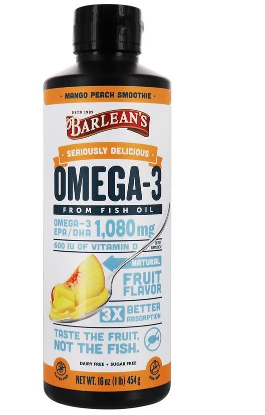 Omega-3 from Fish Oil Mango Peach Smoothie 1080 mg. - 16 fl. oz.