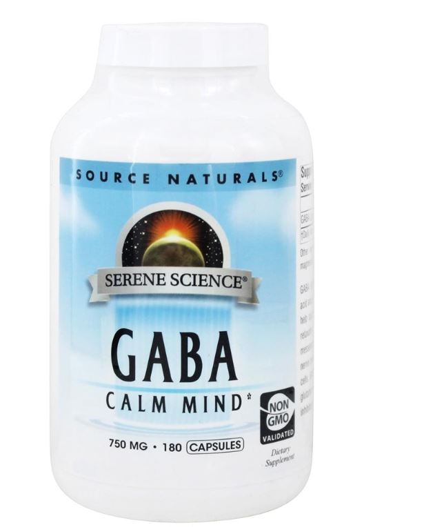 GABA Calm Mind Gamma Aminobutyric Acid 750 mg. - 180 Capsules