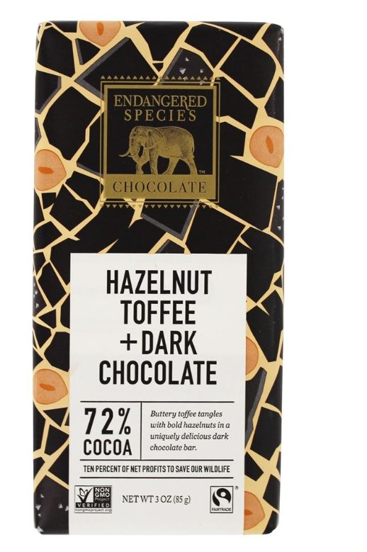 Dark Chocolate Bar 72% Cocoa Hazelnut Toffee - 3 oz.