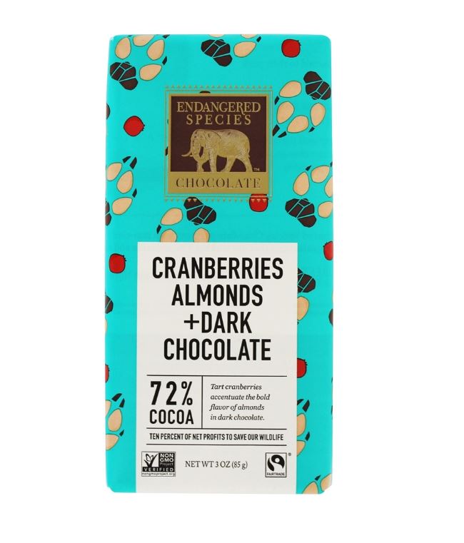 Dark Chocolate Bar 72% Cocoa Cranberries & Almonds - 3 oz.