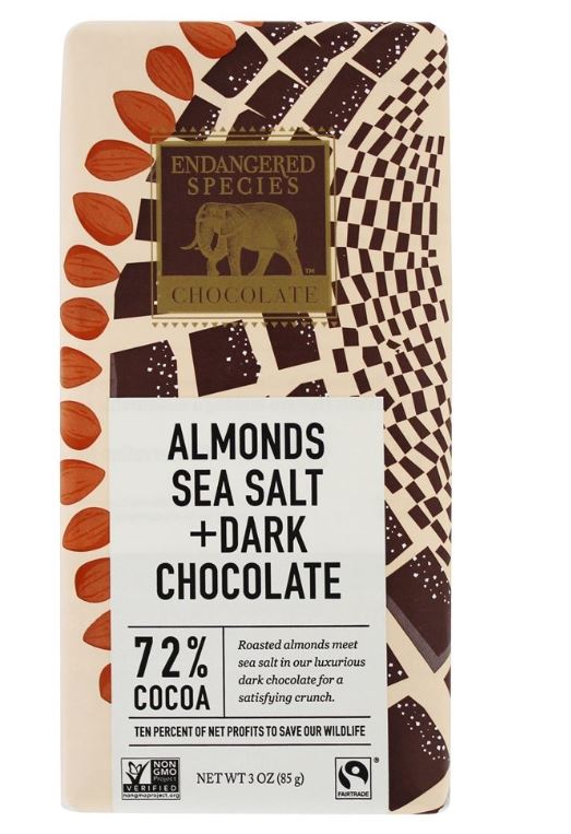 Dark Chocolate Bar 72% Cocoa Almonds Sea Salt - 3 oz.